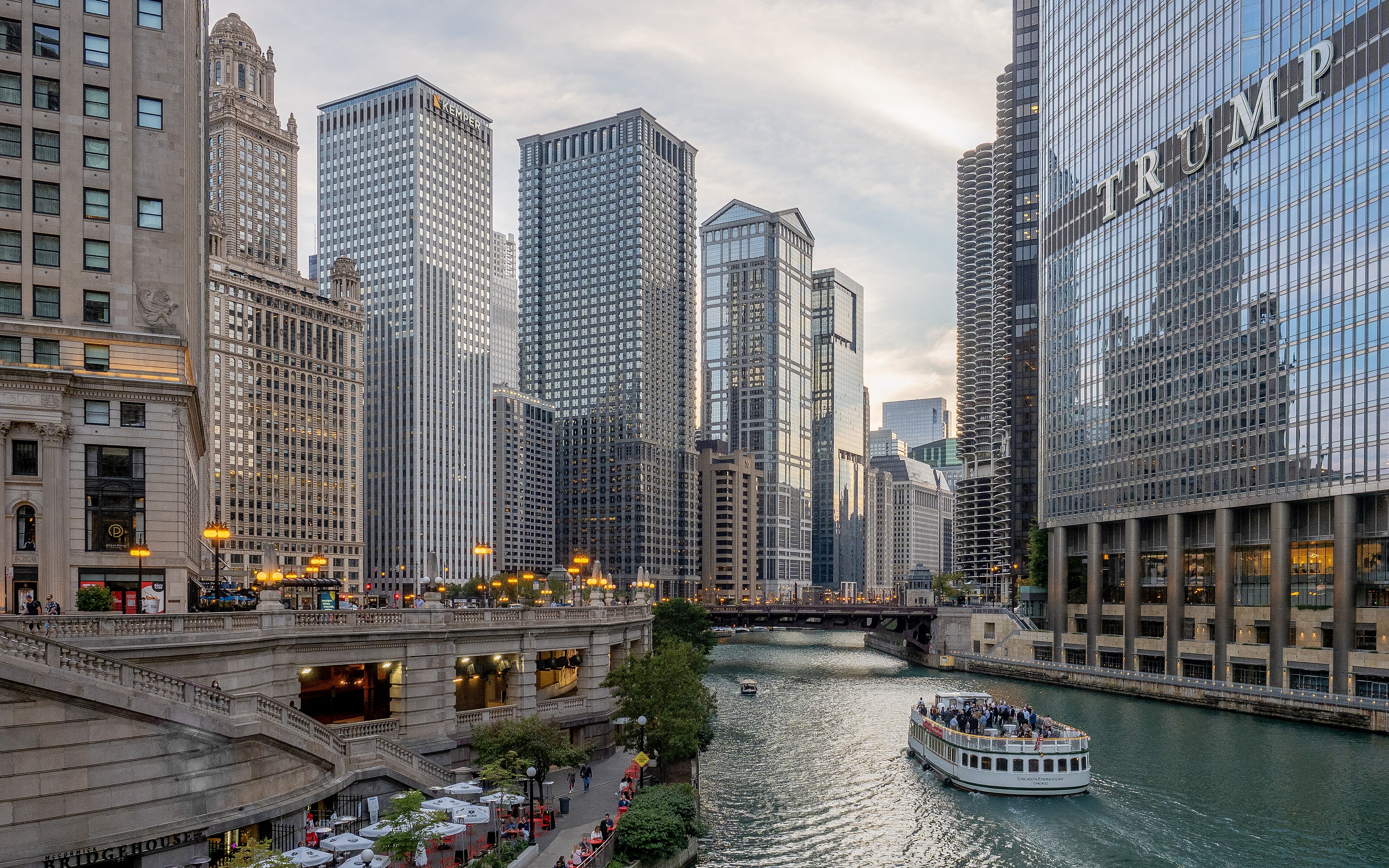 Chicago Riverwalk at Michigan Avenue Bridge